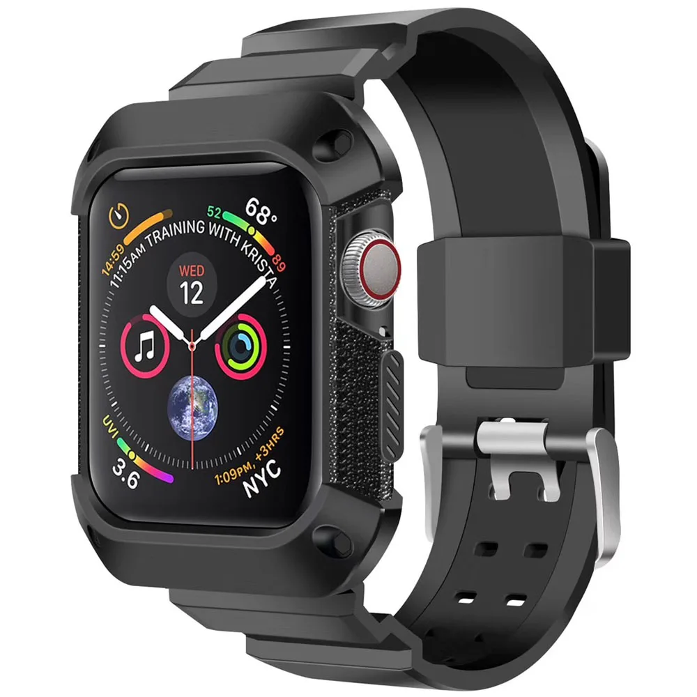 

apple watch 4 band 44mm Silicone sports watch TPU Shell apple watch series 4 40mm case Integrated protector