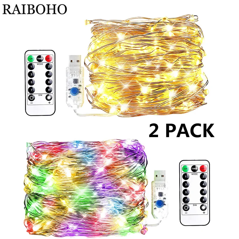 

LED String Lights 100 LED USB Plug in Fairy String Lights 8 Modes Copper Wire Lights with Remote Twinkle Light for Bedroom Party