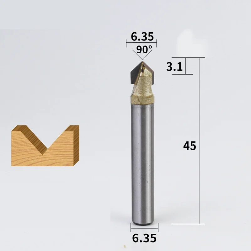 90 Degrees-1PCS, 12,7 мм ЧПУ твердосплавный фрезерный станок, деревообрабатывающий фрезерный станок, 3D V фрезерный станок, Деревянный инструмент, твердая древесина, МДФ - Длина режущей кромки: 635635