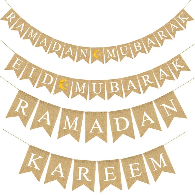 

EID MUBARAK Banner Glitter EID Festival Bunting Garland Islamic Muslim Mubarak Decoration RAMADAN KAREEM Banner Ramadan Supplies