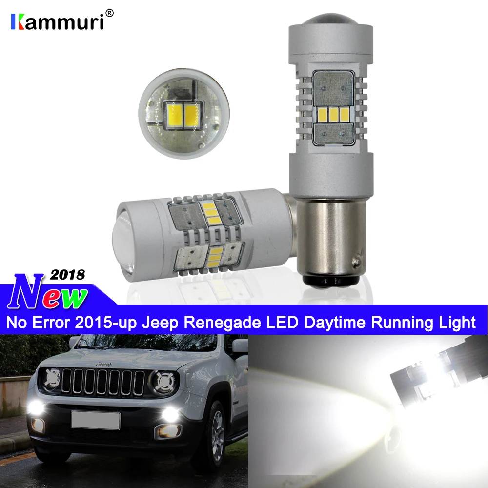

2Pcs Canbus Error Free 1157 LED P21/5W BAY15d P21 5W Daytime Running Light DRL Bulbs For 2015-up Jeep Renegade 6000K Xenon