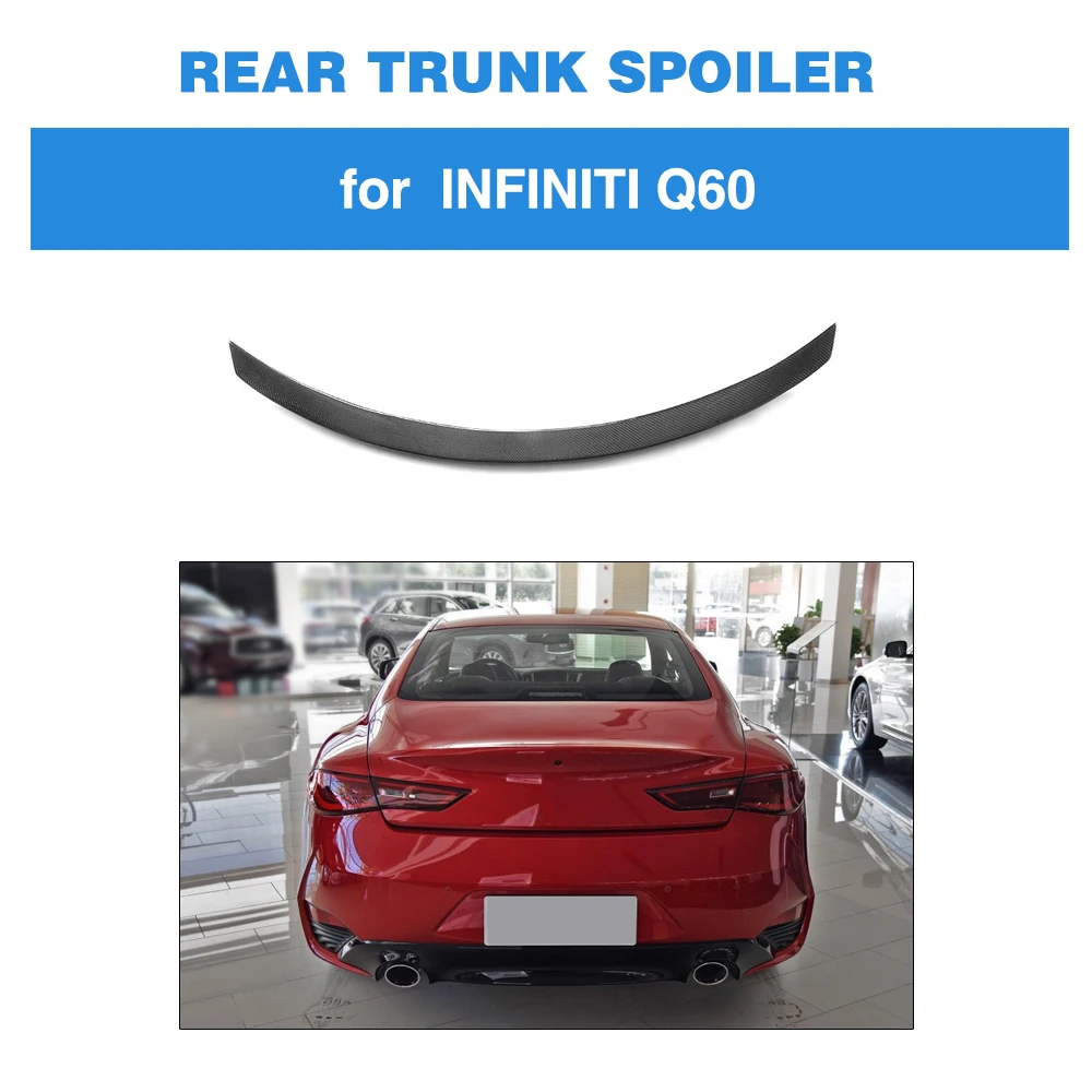 

For Infiniti Q60 Base Sport Coupe 2018 2019 Carbon Fiber Rear Trunk Spoiler Big Customized Wing Boot Lip