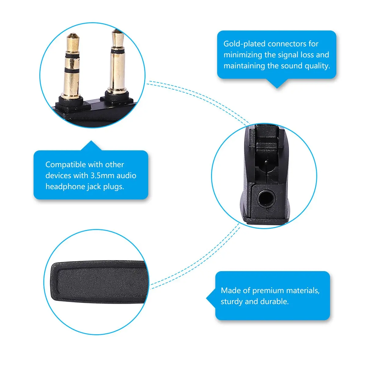 2 Pack Generic Airline Airplane Flight Headphone Adapter Converter for Bose QC2 QC3 QC15 QC20 QC25 AE2 Headphones