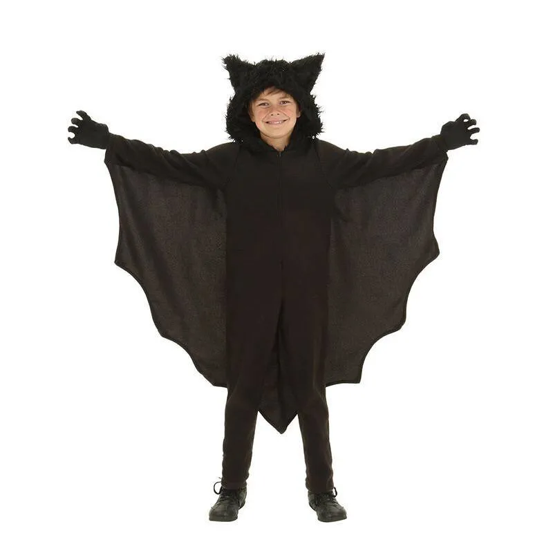 New Adult Children Animal Cosplay Cute Bat Costume Kids Halloween Costumes For Girls Black Jumpsuit Connect Wings Cosplay Batman