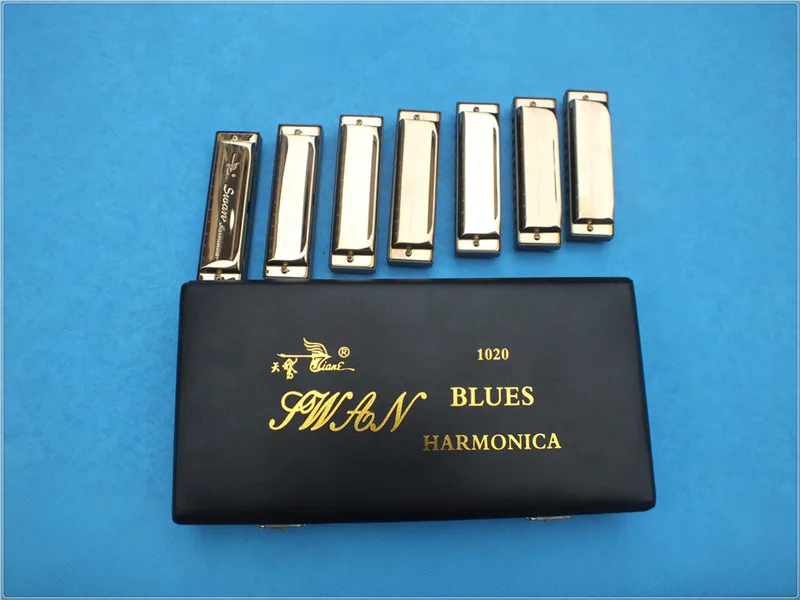 7 шт./компл. лебедь 10 отверстий Blues гармоника производительность Haronica ABCDEFG 7 клавиш Арфы Музыкальные инструменты подарок коробка подарка SW1020-7T