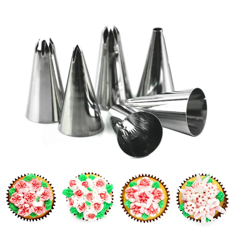 Buy 6pcs/set Stainless Steel Nozzles Set Cake