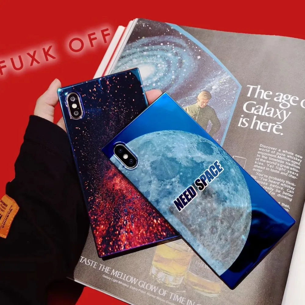 Aoweziic Blu-ray star beautiful for iPhone XS MAX XR mobile phone case 6S 7plus square planet 8P soft shell tide