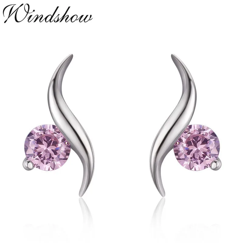 Милые маленькие 925 пробы серебряные серьги-гвоздики с розовым фианитом для женщин и девочек, детские ювелирные изделия Orecchini Aros Aretes, подарок