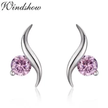 Милые маленькие 925 пробы серебряные серьги-гвоздики с розовым фианитом для женщин и девочек, детские ювелирные изделия Orecchini Aros Aretes, подарок