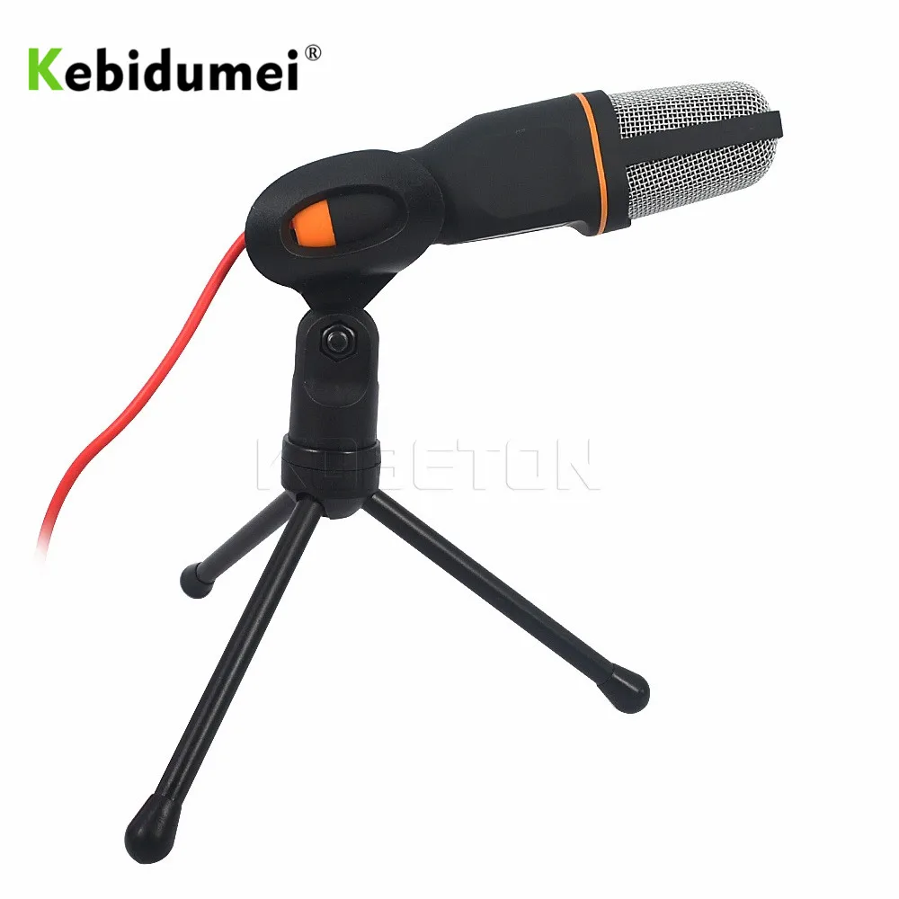 

kebidumei 3.5mm Audio Wired Stereo Condenser SF-666 Microphone With Holder Stand Clip For PC Chatting Singing Karaoke Laptop