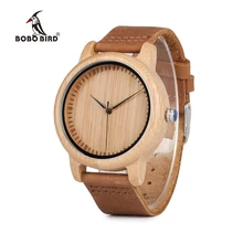 BOBO BIRD Bamboo Wood Watches for Men and Women Fashion Casual Leather Strap Wrist Watch Male