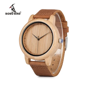 

Luxury Bobo Bird Bamboo Wood Watches For Men And Women Quartz Fashion Casual Leather Strap Wrist Watch Male Relogio C-A15