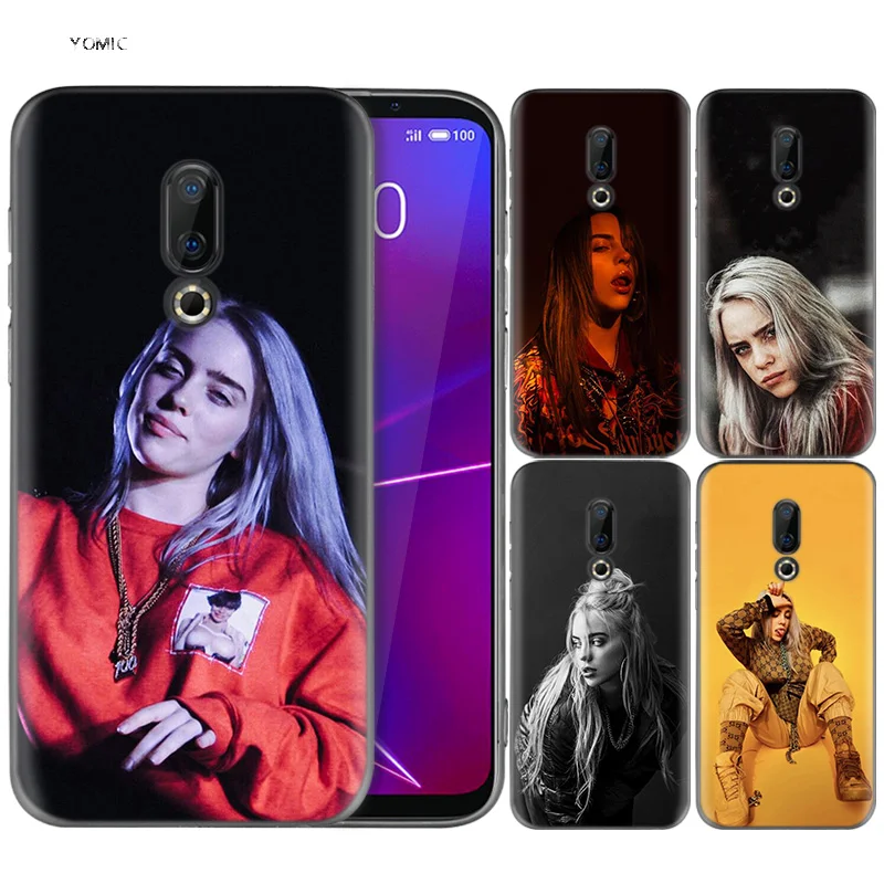 

Silicone Case for Meizu 16 16th M6T Black Dark Coque Shell Cell Phone Tpu Cover Dull Polish Billie Eilish Girl