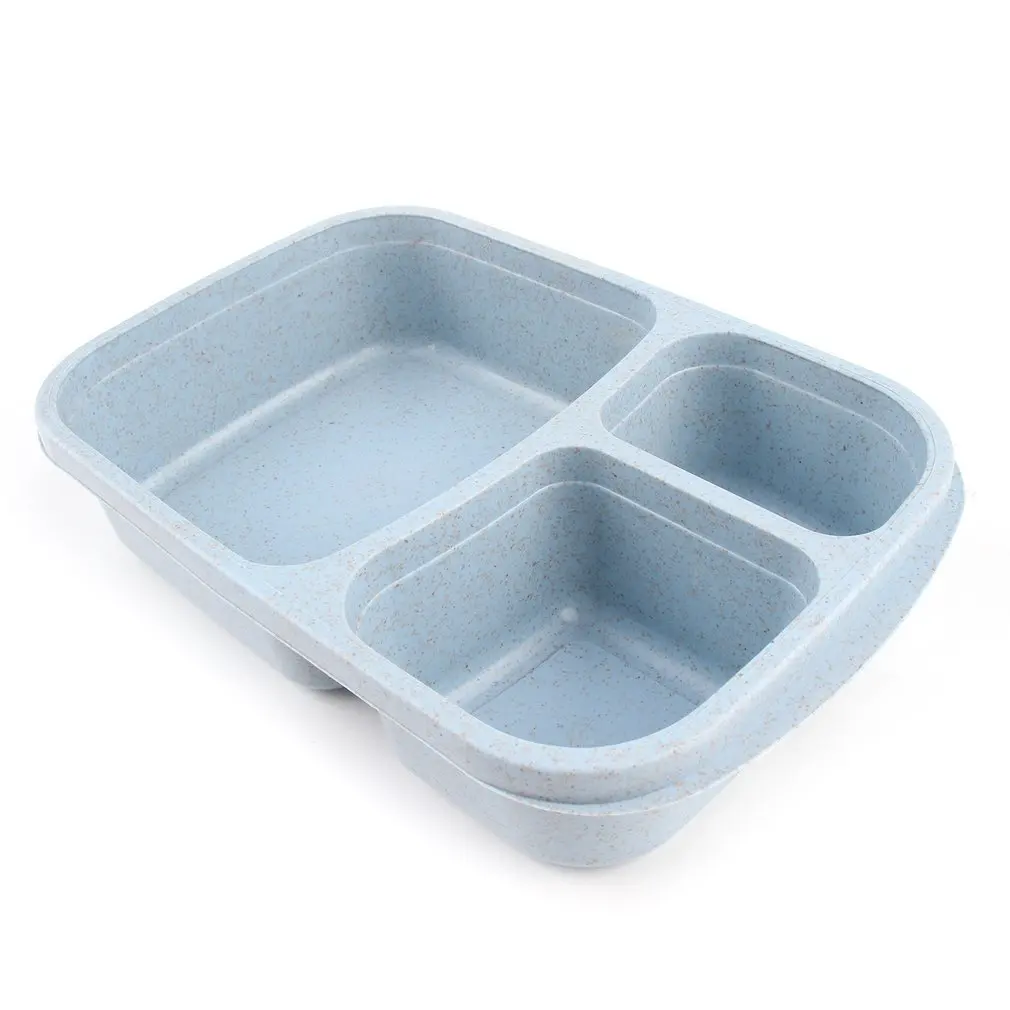 Пшеничная солома Bento Box 3 сетки с крышкой микроволновая печь пищевой ящик биоразлагаемый контейнер для хранения Ланч столовая посуда Bento Box Set