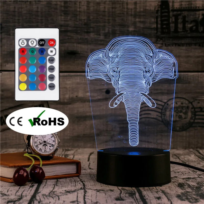 3D Led Novety светильник ing креативный подарок Ночной Настольная лампа слон домашний