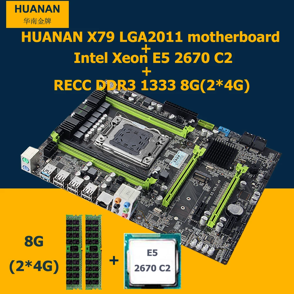 HUANAN X79 motherboard CPU RAM combos X79 V2 49 LGA2011 mainboard Xeon E5 2670 C2 memory