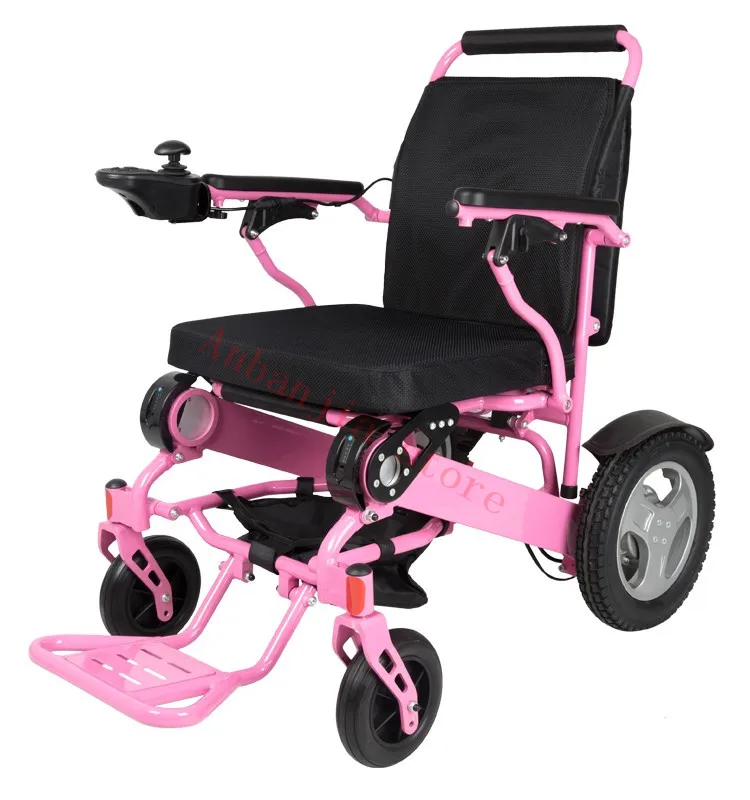 pink Алюминиевый сплав мощность мотор складной легкий большой грузоподъемности электрическая инвалидная коляска Одобрено CE - Цвет: pink