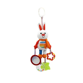 

NICEXMAS 1PC Plush Squeaky Handbells Rattles Stroller Car Toy Baby Chime with Teether for Toddlers Newborn Infant