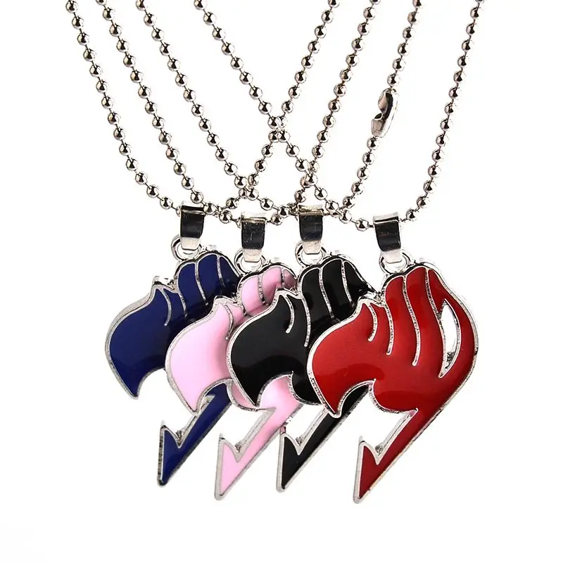 

New blue black pink red color Fairy Tail anime logo pendant necklace Fairy Tail animation fans necklace jewelry gift wholesale