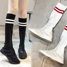 Высокое качество носки кроссовки женские европейские и американские эластичные длинные чулки сапоги повседневные спортивные высокие прогулочная обувь ZW-116