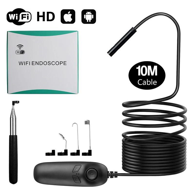 

Y12 10m Semi-rigid cable IP68 waterproof endoscope borescope wifi 1200p camera usb android borescope with retail carton box