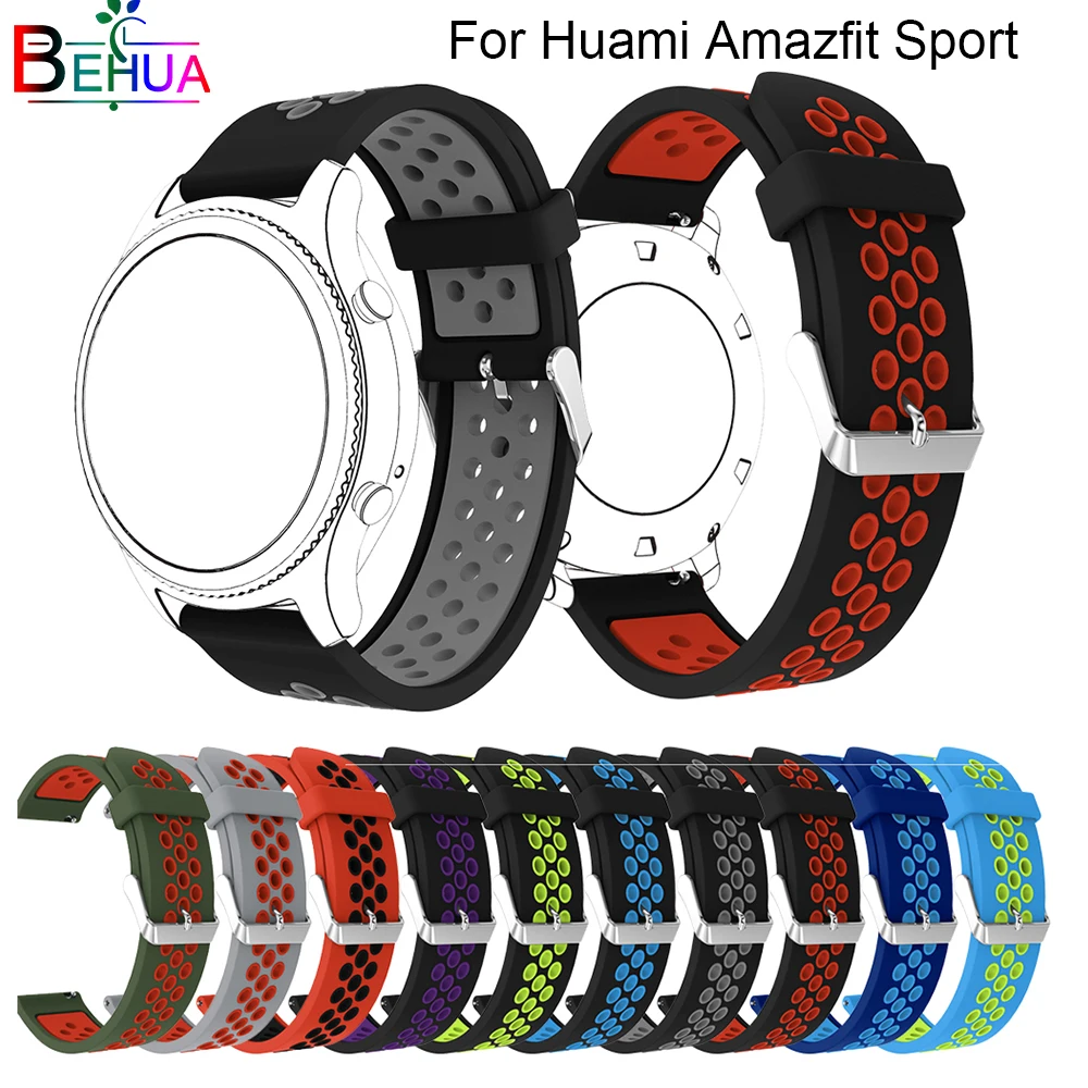 Ремешок силиконовый для смарт часов huami Amazfit Stratos 2 2S 3 pace браслет Huami GTR 47 мм|Ремешки