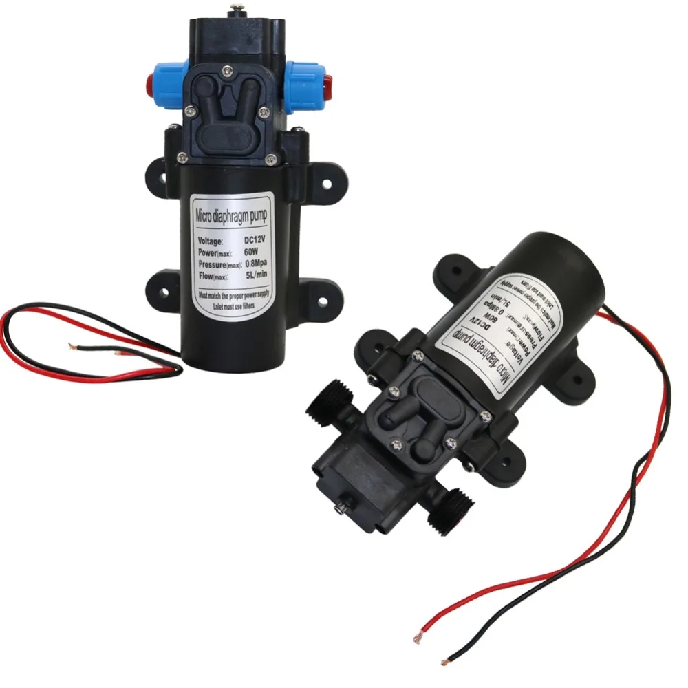 DC12V 60W 5L/min Electric Water Pump 18mm 1/2" Thread Self-Priming Booster Pump Garden Irrigation Car Washing Diaphragm Pump