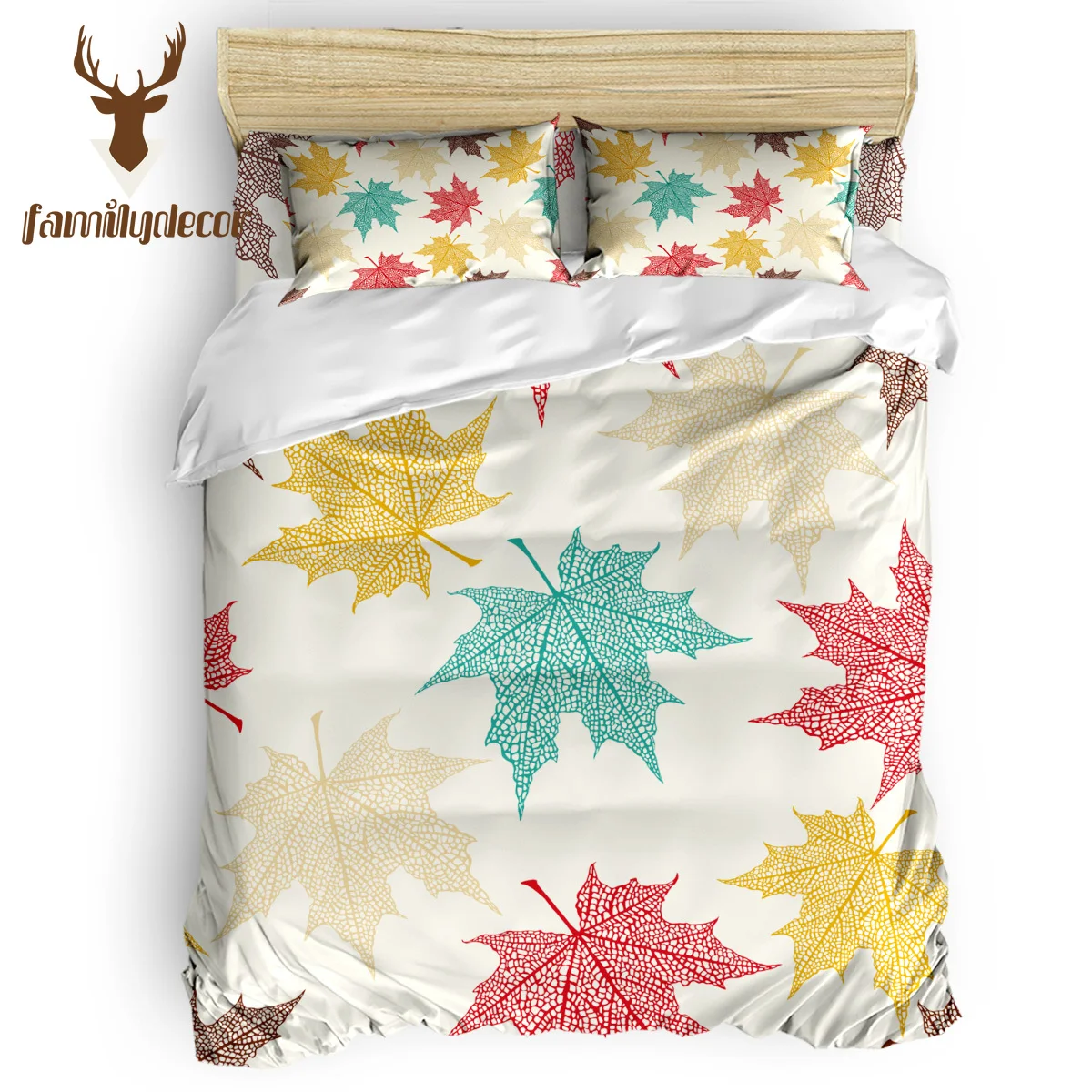 

FamilyDecor Color Maple Leaf Bedding Set Luxury Comforter Bedding Sets 3D King Size Red Blue Cotton DHL Free Shipping