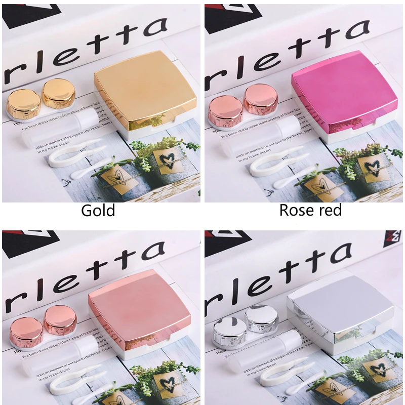 Contact Lens Case With Mirror women Colored Contact Lenses box eyes contact lens container Lovely Travel kit box without sign