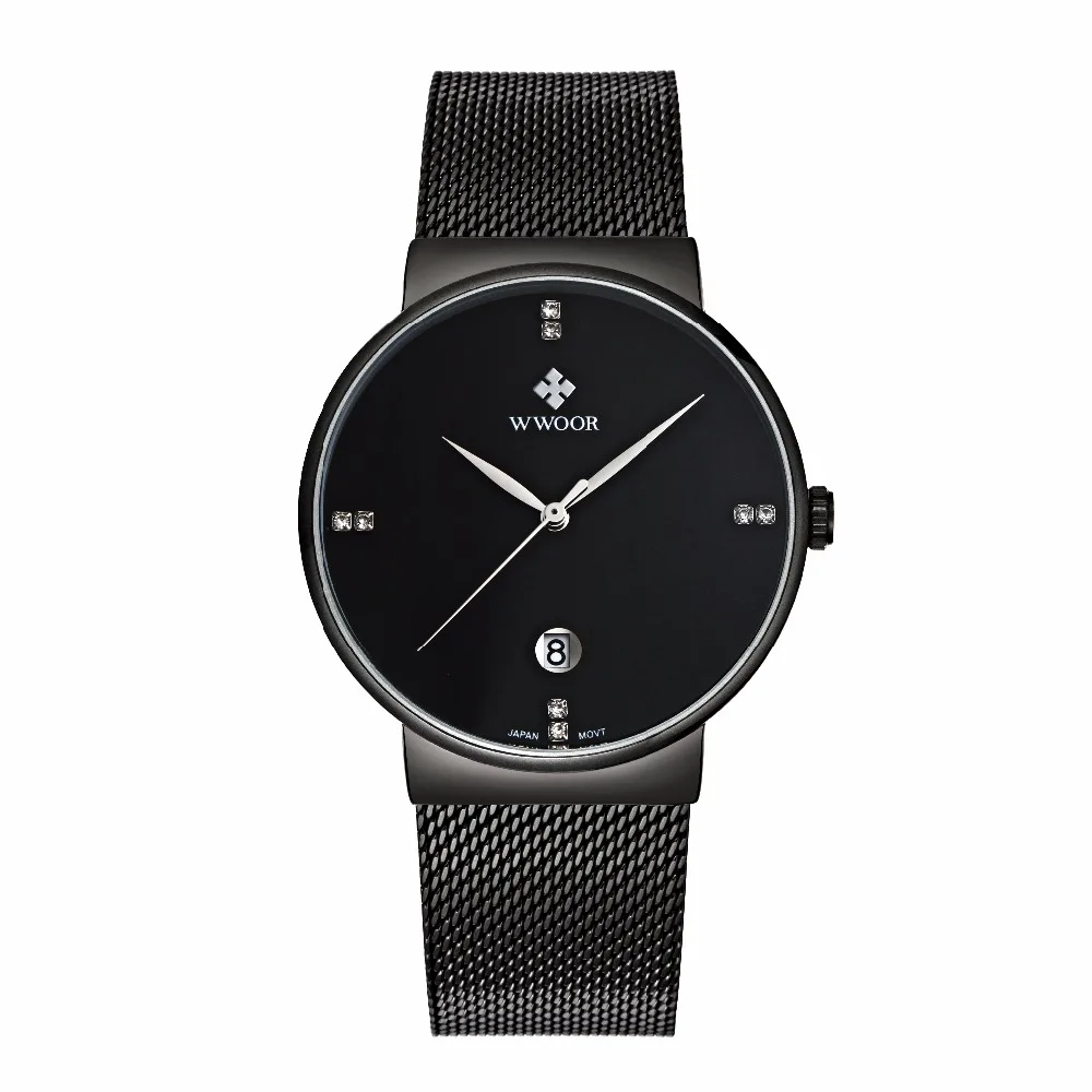 Reloj Masculino WWOOR 2017 модные мужские часы из нержавеющей стали Роскошные Кварцевые