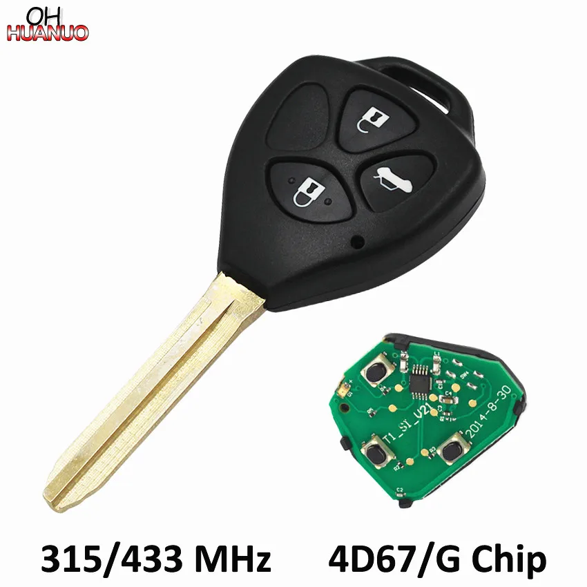

3 Buttons Keyless Entry Fob Remote Key for Toyota Camry 315/433MHZ With G/4D67 Chip Inside TOY43 Uncut Blade