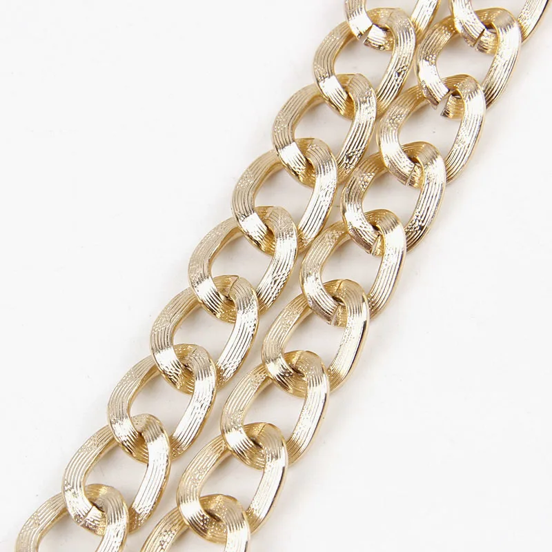 

Rose Gold Flat Textured Cable Aluminum Twisted Curb Chains Bulk Fit Bracelets Open Link Chain DIY Jewelry Making 1.6x2.7x12x16mm