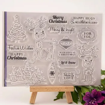 

happy Christmas/Fawn/Transparent Clear Stamps for DIY Scrapbooking/Card Making/Kids Christmas Fun Decoration Supplies