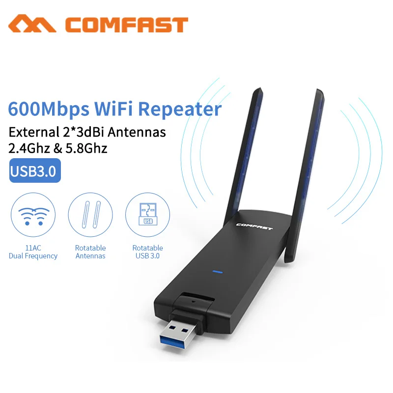 

Comfast CF-WR371AC 600M Wireless USB3.0 Dual band 5G WiFi Repeater 802.11ac Network WiFi Extender Router Dual Antenna Roteador