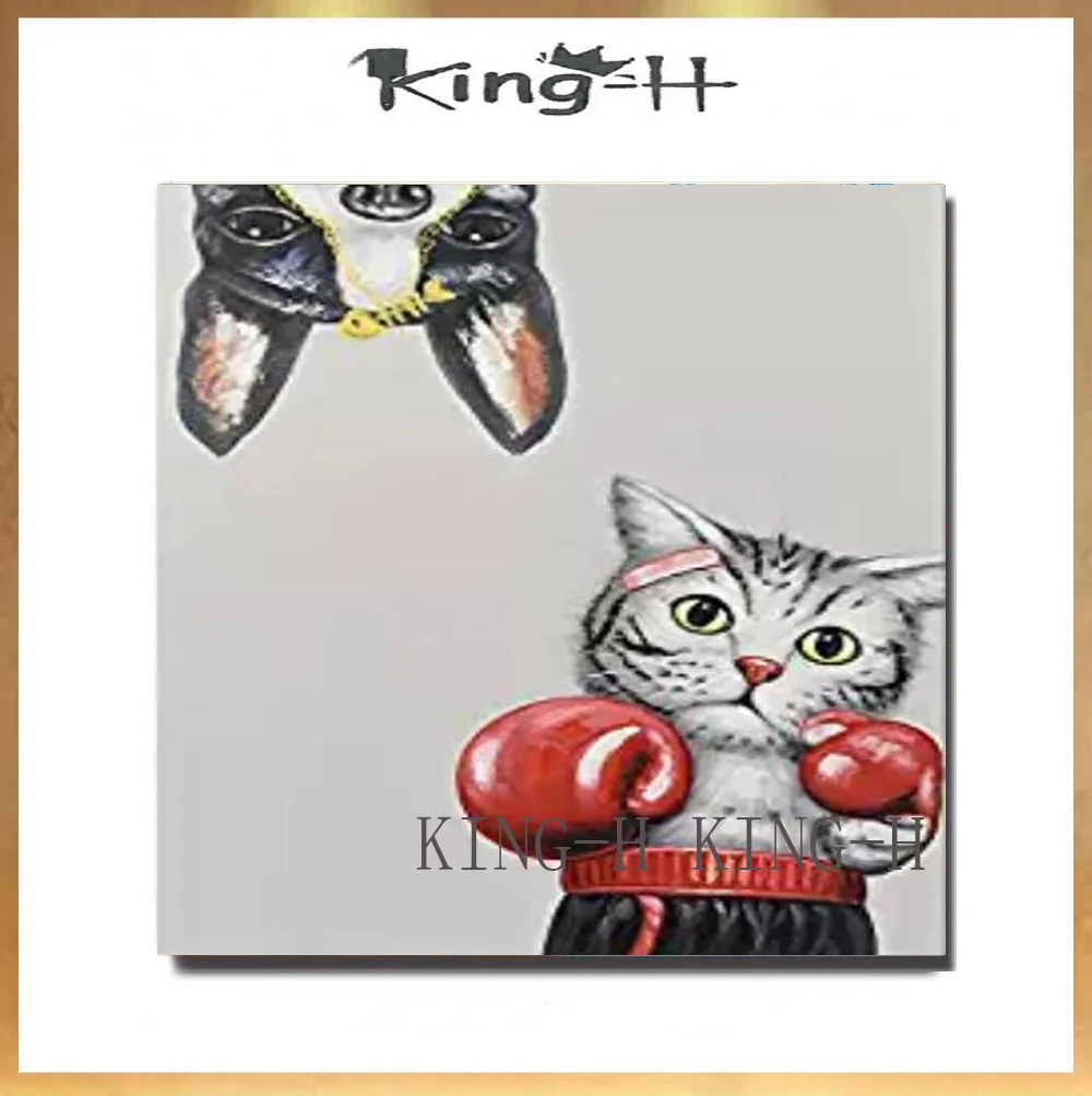 

Selling hand-painted oil painting cat animals cute cat knife painting adornment bedroom hotel lobby no children room sofa