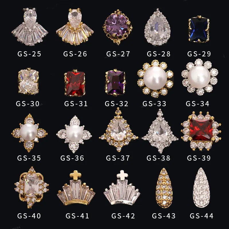 

5pcs/lot 3D metal Nail art zircon rhinestone series nails decorations top-level zircon diamond Manicure luxury alloy nail Charms