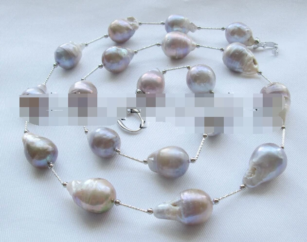 

Jewelr 004879 ONLY one 32" natural purple baroque keshi reborn freshwater pearl necklace