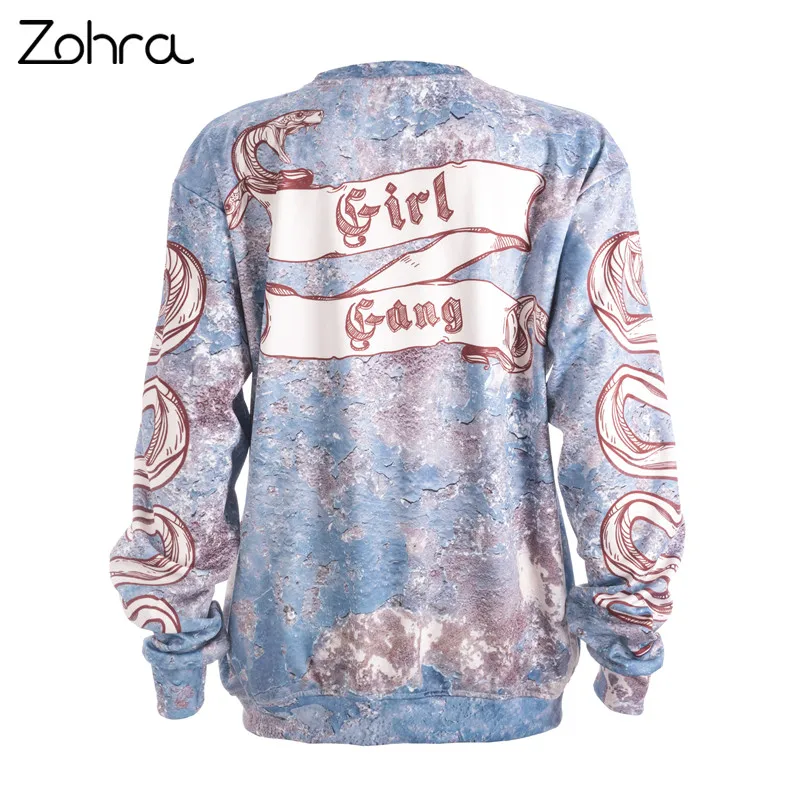 Zohra мифология серии пуловер sweatershirt девушка банды медуза печати толстовки мода элегантных женщин sweatershirts