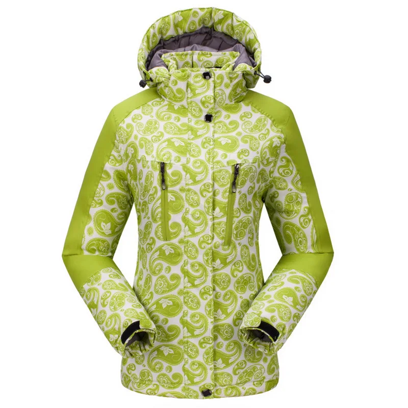 Новая зимняя куртка для сноуборда Женская шерстяная куртка с капюшоном костюмы для спорта на открытом воздухе женский теплый лыжный костюм утолщенное ветрозащитное пальто - Цвет: Зеленый