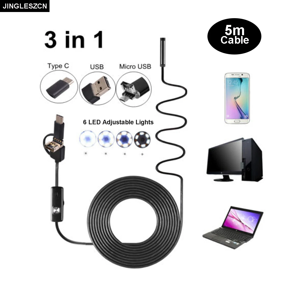 

8mm 6 LED 1/1.5/2/3.5/5/10m Professional Waterproof Endoscope Borescope Inspection Tube Video Camera Mini Camcorders For USB PC