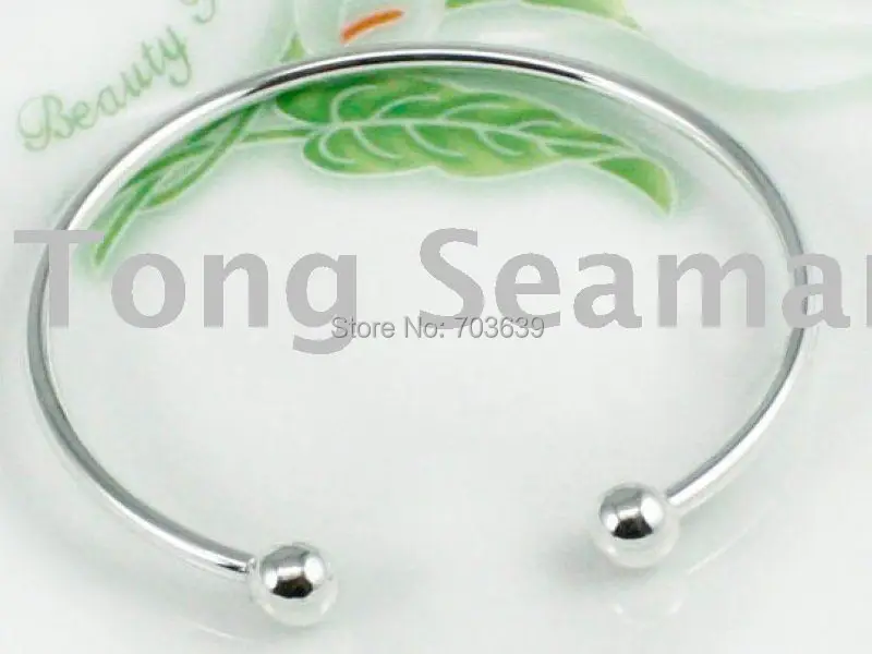 

Wholesale 25pcs Silver Plated Charm Bangle, Opened Beaded Bangle Free Shipping