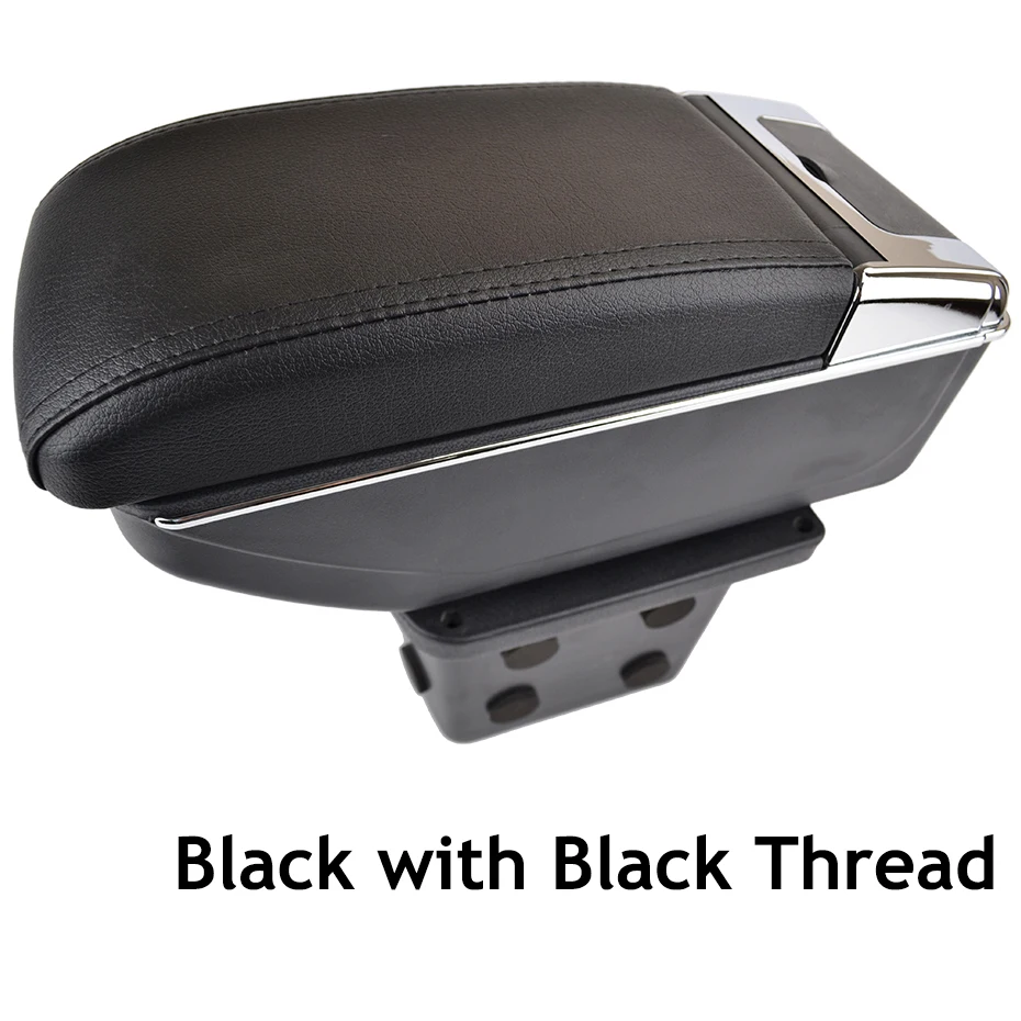 Коробка для хранения в центральной консоли кожаный двойной Слои подлокотник 2007-2011 для hyundai Elantra Touring i30 FD i30cw 2008 2009 2010 - Название цвета: Black thread