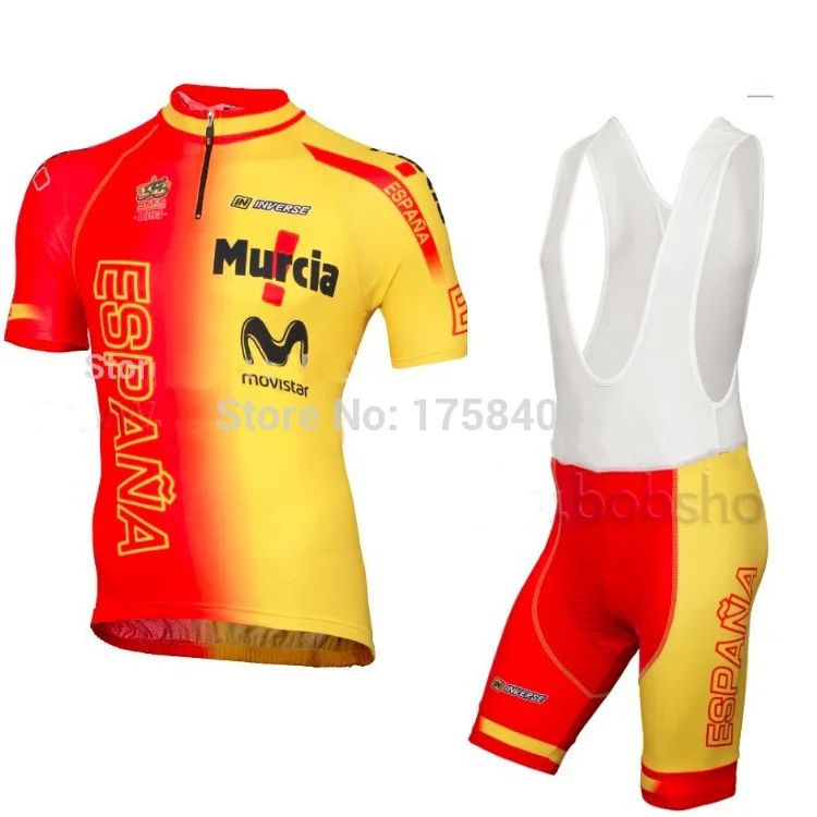 New arrive!movistar cycling 2015 red/yellow Jersey short sleeve/blue Gel Pad Ropa Ciclismo Maillot Summer Men Bike Clothing Wear | Спорт и
