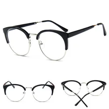 Роскошные Металлические очки с оправой для женщин и мужчин, прозрачные очки, ретро оправы очков, очки для женщин и мужчин, полукруглые очки