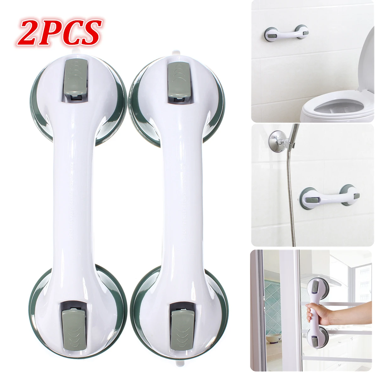 

2Pcs Bathroom Grip Rail Shower Handle Bar Safety Support Suction Mount Portable Furniture Hardware