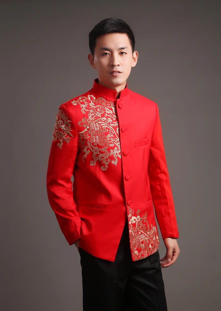 Modern Cheongsam Top Vestido Oriental Traditional Groom Qipao Red ...