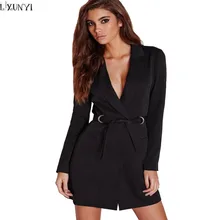 Женский блейзер, приталенный, с поясом, глубокий v-образный вырез, костюм, платье, качественный, с длинным рукавом, пиджак, Женский блейзер для работы, белый