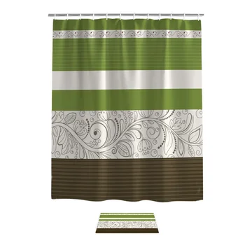 

Vintage Flower Pattern Green Bathroom Mat With Shower Curtain 2 Piece Bathroom Set Bathroom Decor Set Outdoor Modern Indoor