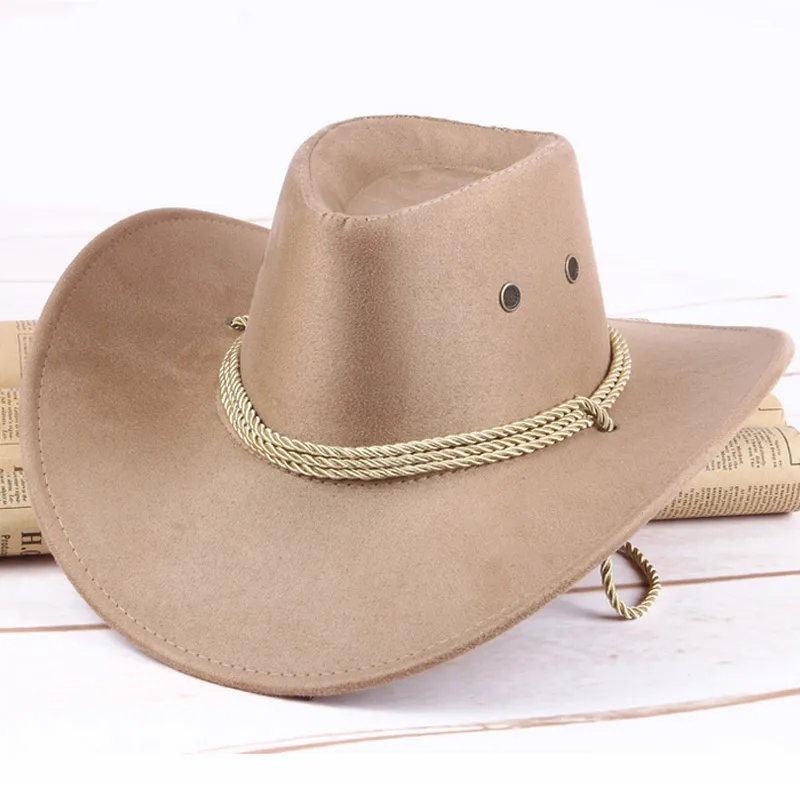 

Droppshiping Western Cowboy Hat Men Riding Cap Fashion Accessory Wide Brimmed Crushable Crimping Gift dg88