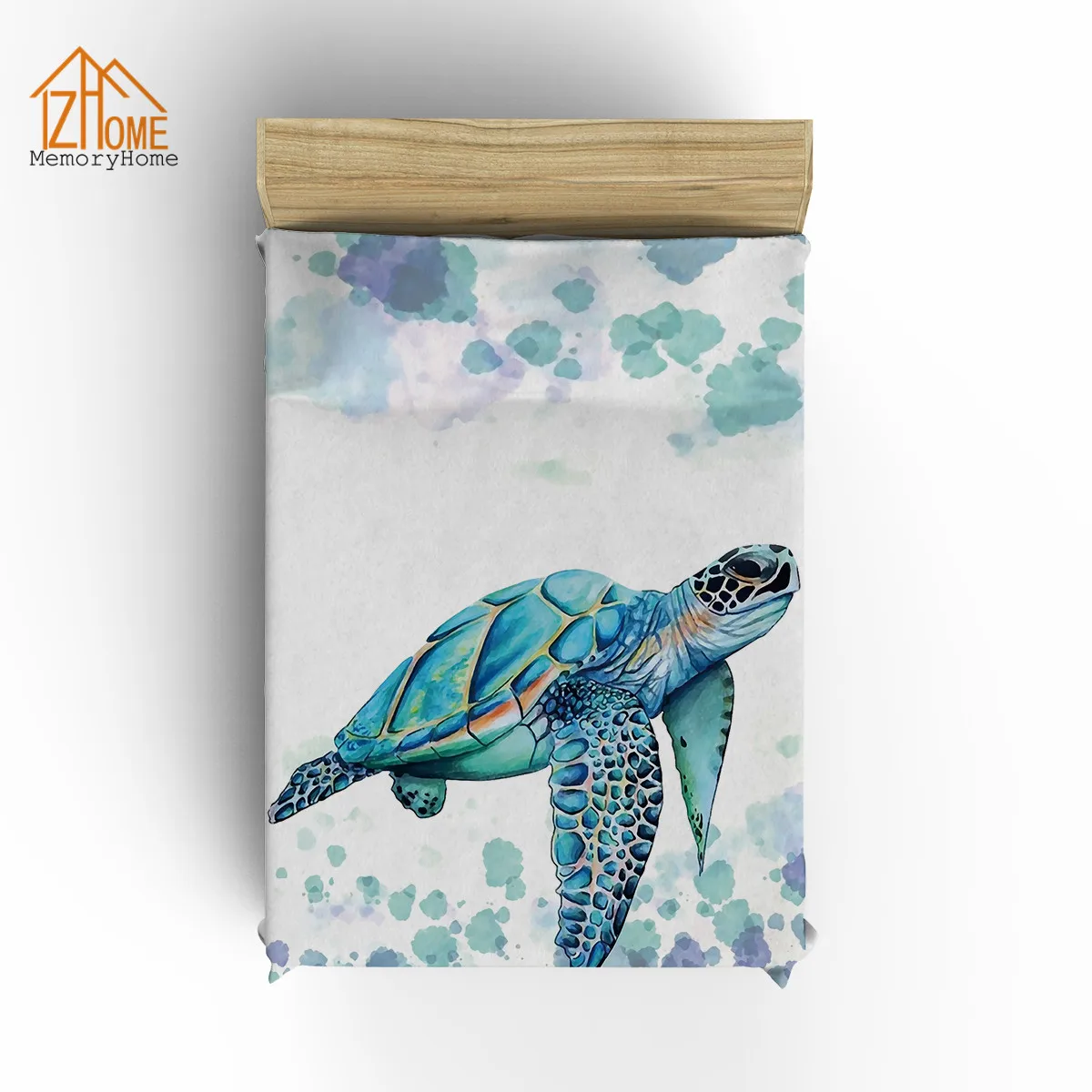

Memory Home Custom Blanket Swimming Sea Turtle Coral Fleece Fabric Blanket Sofa Bed Throw Blanket Kid Adult Best Gift